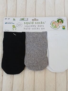 Squid Socks - Stay-On-Socks 3 pk;  6-12 mo, 12-24 mo, or 2T-3T Choice